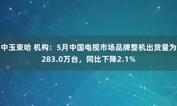 中玉束哈 机构：5月中国电视市场品牌整机出货量为283.0万台，同比下降2.1%