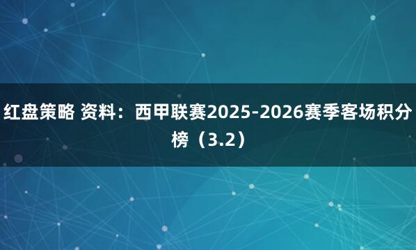 红盘策略 资料：西甲联赛2025-2026赛季客场积分榜（3.2）